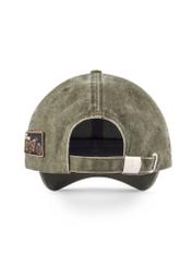 Czapka z daszkiem unisex w kolorze khaki CZALT-0019-8D(W26) - widok produktu z tyłu, na białym tle.