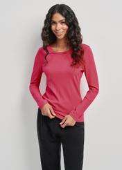 Różowa prążkowana bluzka longsleeve damska LSLDT-0043-34(W24)