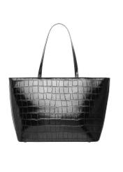 Czarna torebka shopper croco TOREC-1242-9G(Z26), widok produktu z tyłu na białym tle.