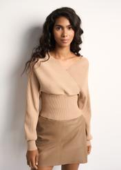 Beżowy sweter damski SWEDT-0169-81(Z22)