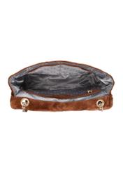 Brązowa pikowana zamszowa torebka damska TORES-1001-89(W24)