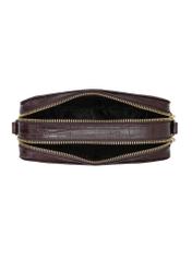 Mała brązowa skórzana torebka croco TORES-1231-1H(W26), widok produktu w środku na białym tle.