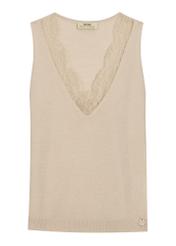 Beżowa bluzka z wełny i jedwabiu BLUDT-0209-1B(W26)