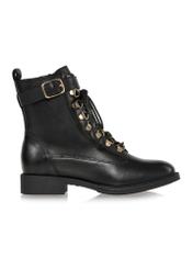 Black leather women's boots BUTYD-1114-99(Z24)-03