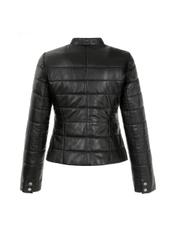 Skórzana kurtka damska w czarnym kolorze KURDS-0311-5339(Z21)