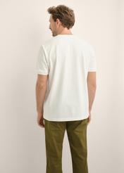 Kremowy bawełniany gładki T-shirt męski TSHMT-0155-0B(Z26)