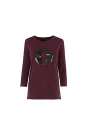 Maroon women's blouse with oriole LSLDT-0017-49(Z20)-01