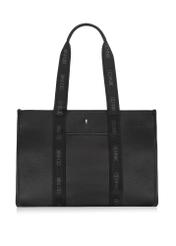 Czarna duża torebka shopper TOREC-0977A-99(Z25) - widok produktu z przodu na białym tle. 