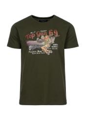Oliwkowy T-shirt męski Top Gun TSHMT-0092-57(W23)