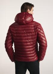 Kurtka męska w kolorze bordowym KURMT-0380-49(Z25), produkt widoczny od tyłu na modelu, widoczne pół sylwetki.