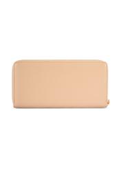 Beżowy skórzany portfel damski PORES-0800R-1B(W26) - widok produktu z tyłu, na białym tle. 