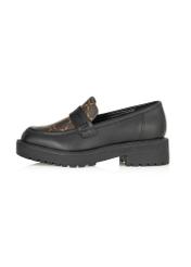 Black women's loafers with monogram BUTYD-1126-09(Z24)-05