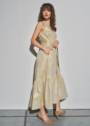 Metaliczna sukienka z wiązaniem SUKDT-0164-80(W23)
