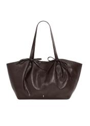 Brązowa torebka z kokardkami typu shopper TOREC-1378-1H(Z26), widok produktu z przodu na białym tle.
