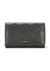 Czarny skórzany portfel damski z monogramem PORES-0882A-99(W25)