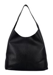 Czarna skórzana torebka shopper TORES-1372-9I(Z26) - widok produktu z tyłu, na białym tle. 