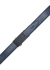 Skórzany granatowy pasek męski PASMS-0269-7E(W26), widok produktu z góry na białym tle.