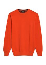 Pomarańczowy sweter męski SWEMT-0181-30(Z25), widok produktu z przodu na białym tle.