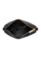 Czarna mała skórzana torebka damska TORES-1241-99(W26), widok produktu w środku na białym tle.