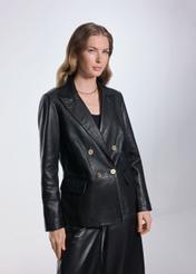 Women's leather jacket in the form of a blazer KURDS-0507-1313(Z24)-01