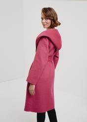 Długi malinowy płaszcz damski oversize PLADT-0052-32(W24)