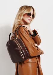 Brown leather women's backpack TORES-1048-89(Z24)-05