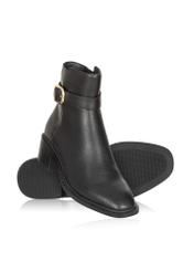 Black women's leather ankle boots BUTYD-1127-99(Z24)-05