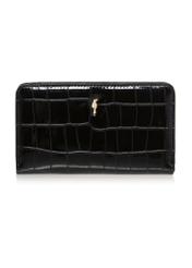 Czarny portfel damski croco POREC-0353A-9G(Z26) - widok produktu z przodu na białym tle.