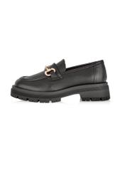 Black leather women's loafers on the platform BUTYD-1098-99(Z24)-05