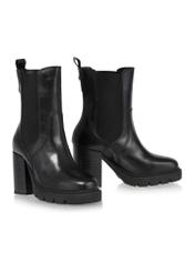 Black leather women's ankle boots with a heel BUTYD-1086-99(Z24)-04