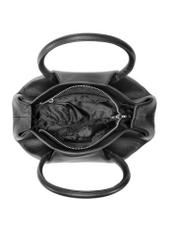 Czarna mini torebka typu top handle TORES-1203-99(Z25), widok wnętrza produktu na białym tle. 