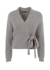 Grey tied sweater for women SWEDT-0147-91(Z21)-02