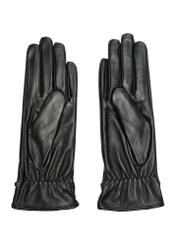 Black leather women's gloves REKDS-0090-99(Z24)