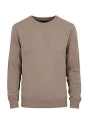 Beżowy sweter męski z logo SWEMT-0114-81(Z23)