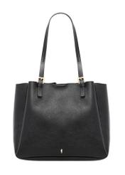 Czarna damska torebka typu shopper TOREC-1344-9I(Z26) - widok produktu z przodu, na białym tle. 
