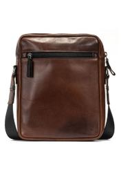 Skórzana brązowa torba męska TORMS-0104-1H(W26), widok produktu z tyłu na białym tle.