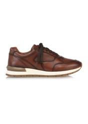 Brown leather men's sneakers BUTYM-0480-88(Z24)-01