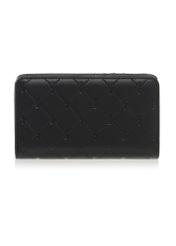 Czarny portfel damski z monogramem POREC-0348A-99(Z25), widok produktu z tyłu na białym tle.