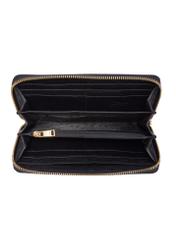 Czarny skórzany portfel damski PORES-0985-99(W26), widok produktu od góry na białym tle.