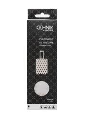 Pokrowiec na dużą walizkę w kropki AW-013-0007-0P-L(W26), widok produktu z przodu w opakowaniu.