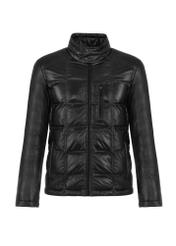 Black leather insulated biker jacket for men KURMS-0347-1327(Z24)