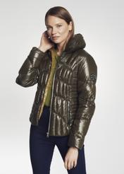 Women's quilted olive jacket KURDT-0320-54(Z21)-02