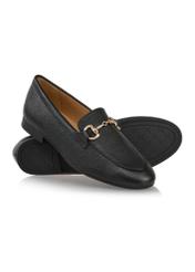 Black leather women's loafers BUTYD-1105-99(Z24)-05