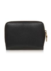 Mały czarny skórzany portfel damski PORES-0833R-99(Z25) - widok produktu z tyłu na białym tle. 
