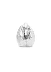 Srebrna skórzana torebka damska TORES-1175-92(Z25), widok produktu z boku na białym tle.