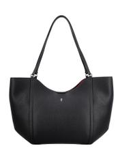 Czarna torebka damska typu shopper TOREC-1296-9I(Z26), widok produktu od przodu na białym tle.