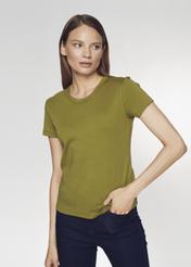 T-shirt khaki basic damski TSHDT-0076-55(Z21)-01