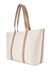 Kremowa skórzana torebka shopper TORES-1273-0B(W26)