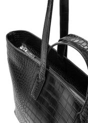 Czarna torebka damska shopper TOREC-1204-9G(W26), zbliżenie na detal produktu na białym tle.