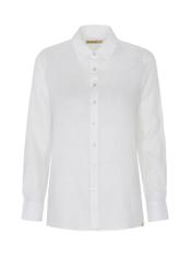 Lniana biała koszula damska KOSDT-0091-11(W22)-03